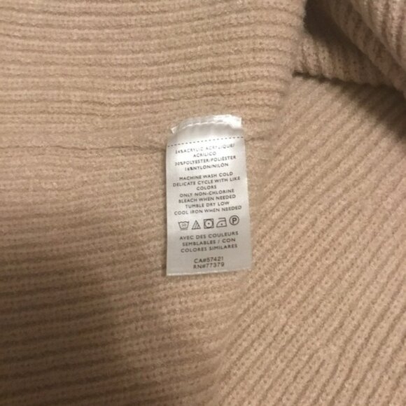 Ann Taylor Long Sleeve Ribbed Long Khaki Sweater Dress Button Down V Neck M - Picture 4 of 10